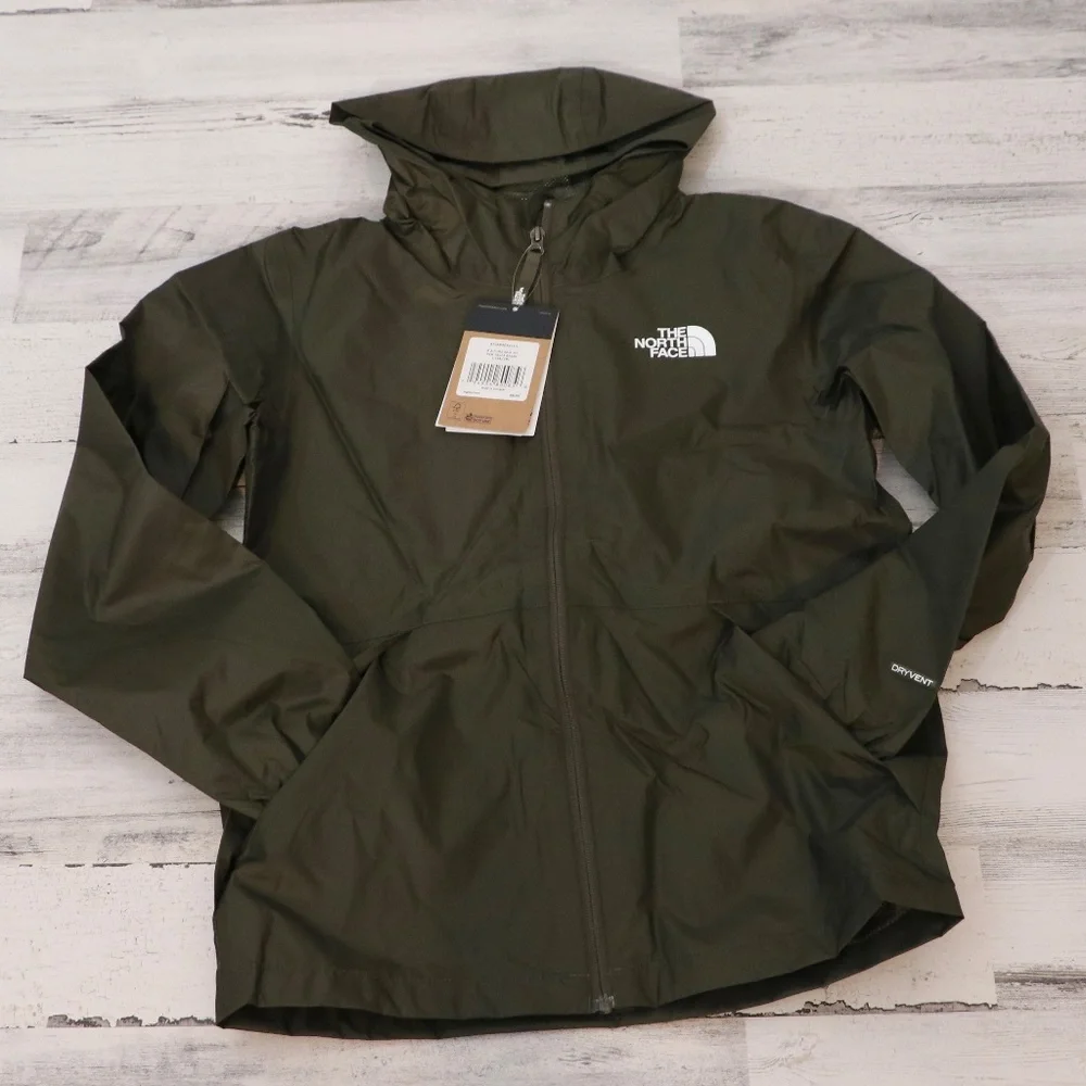The North Face Boy's Zipline Rain Jacket New Taupe Green 14/16 Large